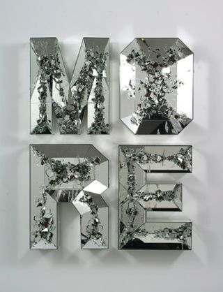 'More (shattered pour)', 2013, is built from high density foam, wood and mirror