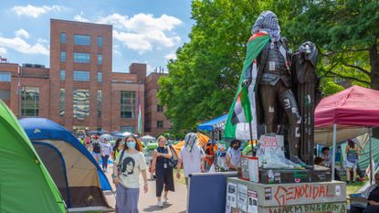 A view of the pro-Palestinian encampment at George Washington University last May