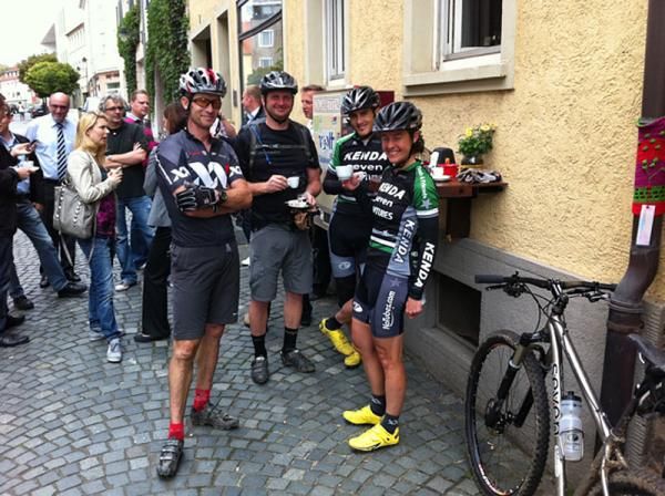 Post ride espresso with some of SRAM's finest.