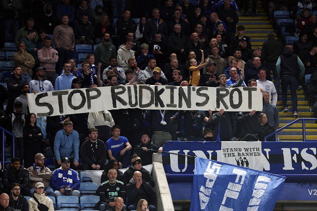 Leicester fans protest Jon Rudkin's role at Leicester