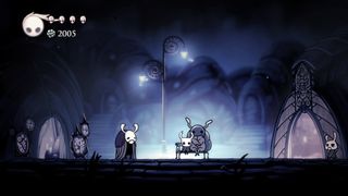scene from hollow knight, at the start of the game