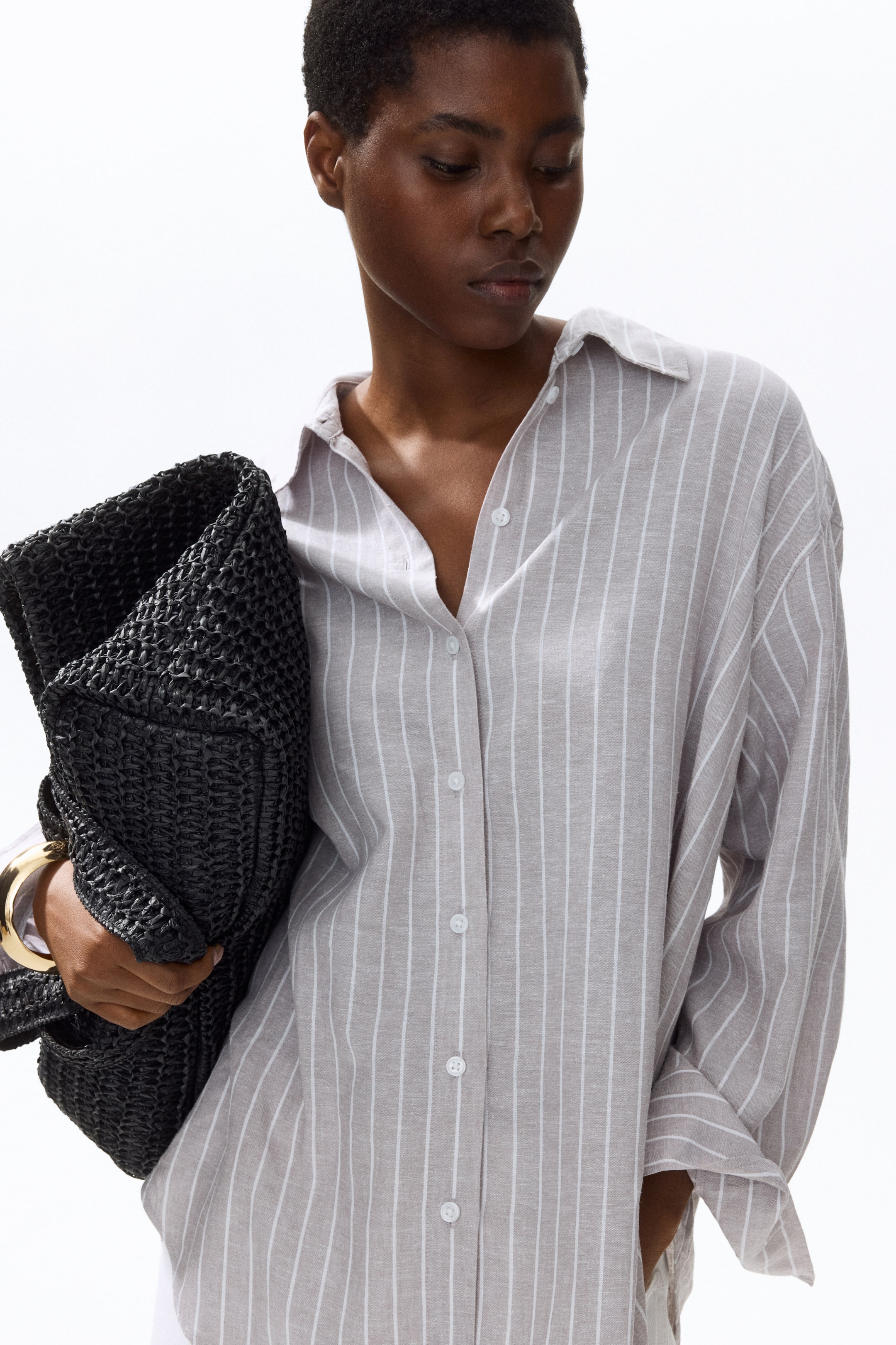 Oversized Linen-Blend Shirt