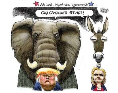 Political Cartoon U.S. Bipartisan Agreement 2016