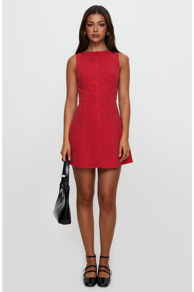 Dollie Linen Blend Button-Up Minidress