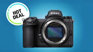 Nikon Z6 II camera on a blue background with a "Hot Deal" badge highlighting a special offer