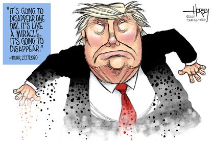 Political Cartoon U.S. Trump Coronavirus Disappear