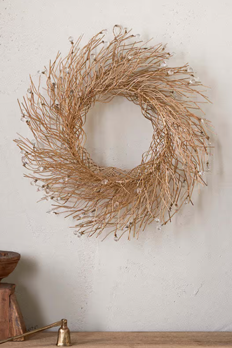 nkuku, Danvi Glass Drop Wreath - Brass &amp;amp; Clear