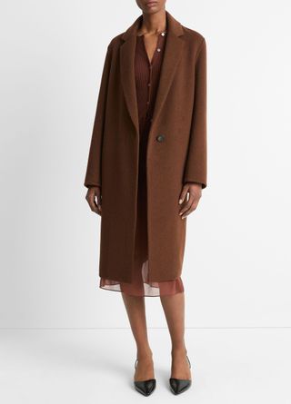 Classic Wool-Blend Straight Coat