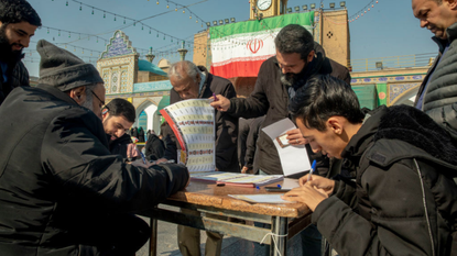 Voters on election day in Iran