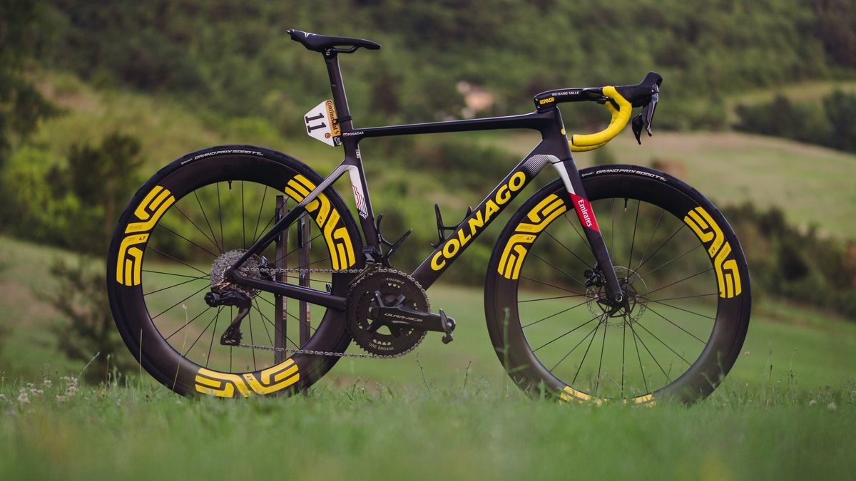 Tadej Pogacar&#039;s yellow 2024 Colnago V4RS 