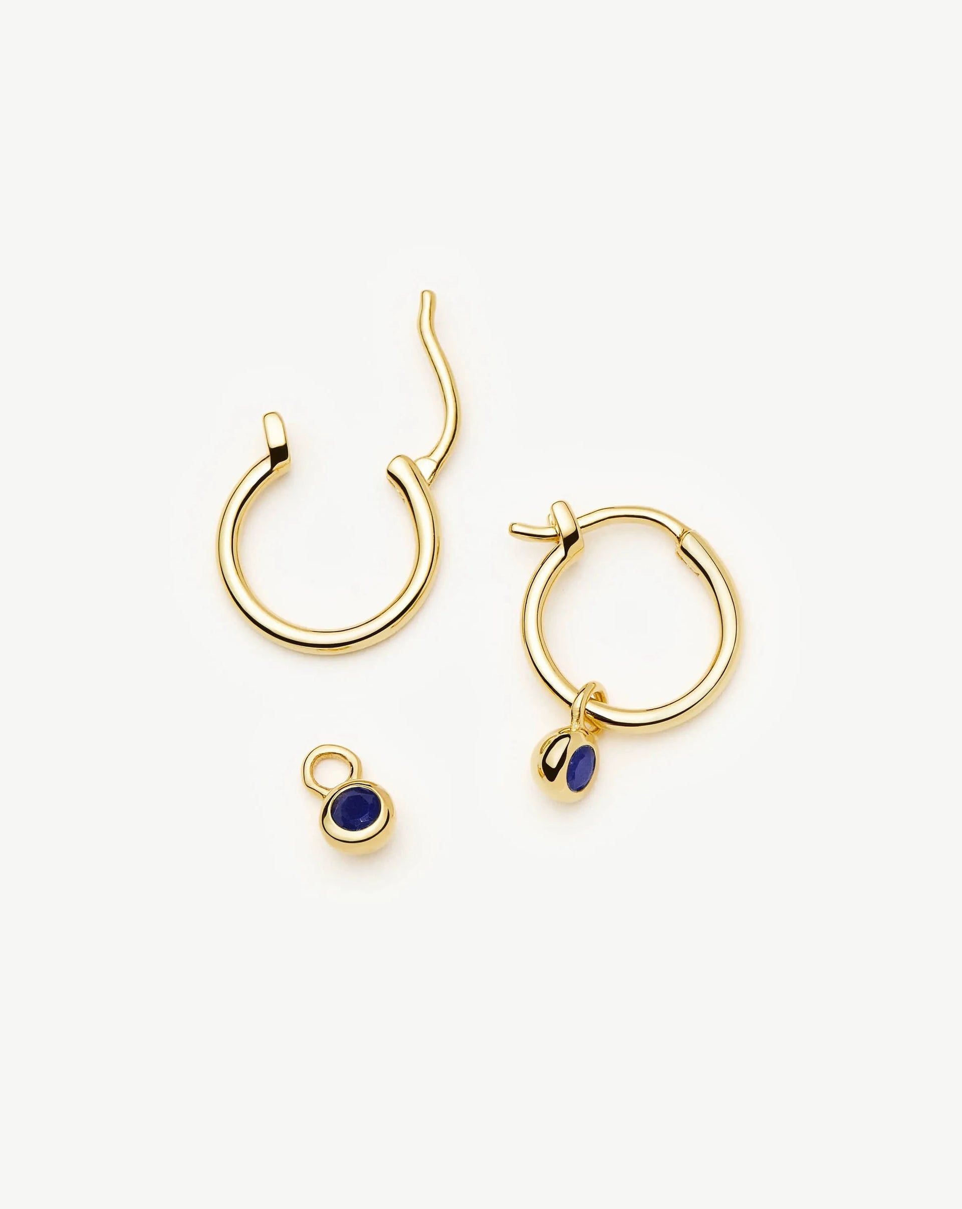 September Birthstone Mini Charm Hoop Earrings | 18ct Gold Vermeil/lapis - 18ct Gold Vermeil/lapis