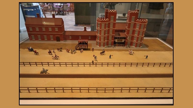 A modern 3D model of the viewing towers and tiltyard, on display at Greenwich Centre in London.