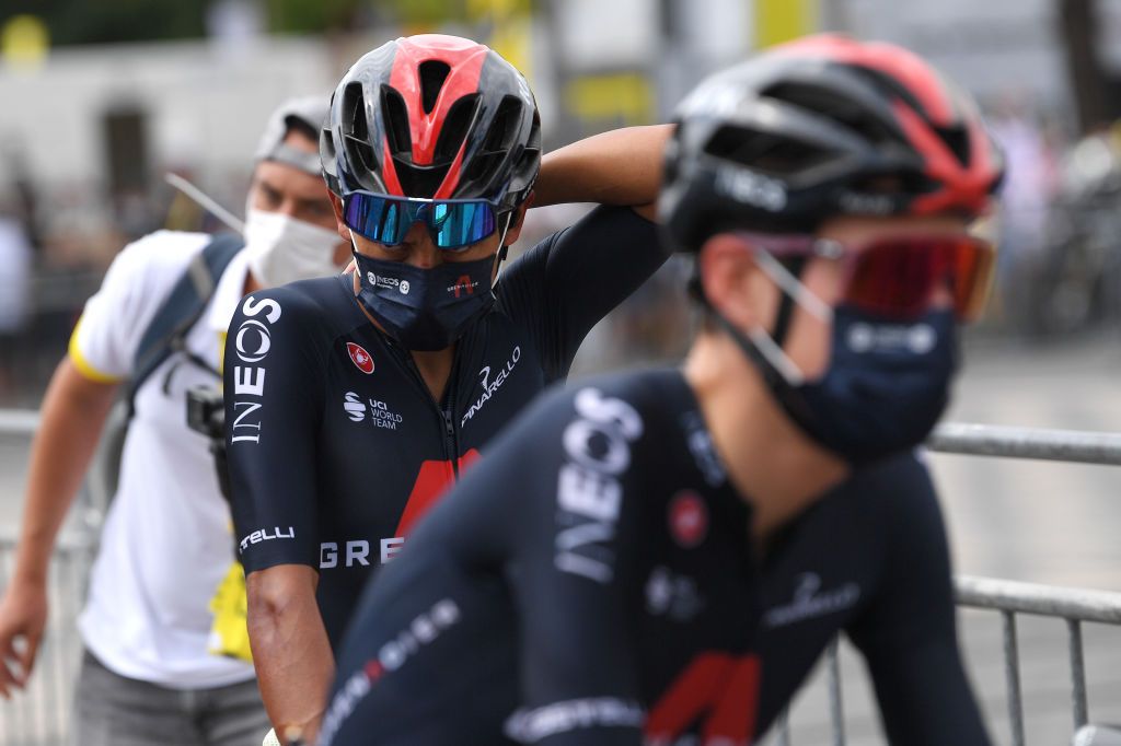 NICE FRANCE AUGUST 29 Start Egan Arley Bernal Gomez of Colombia and Team INEOS Grenadiers Nice City during the 107th Tour de France 2020 Stage 1 a 156km stage from Nice Moyen Pays to Nice TDF2020 LeTour on August 29 2020 in Nice France Photo by Tim de WaeleGetty Images