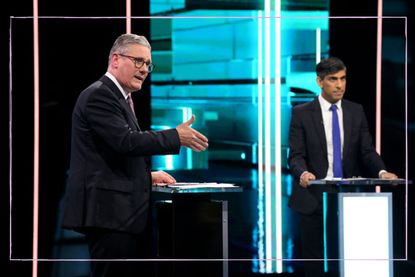 Rishi Sunak and Keir Starmer during the election debate 2024