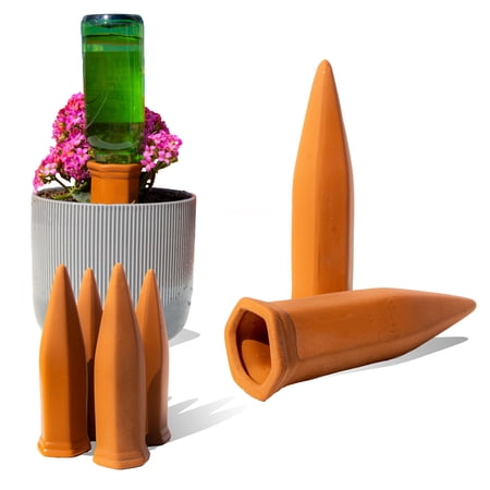 6-Pack Natural Self Watering Spikes - Terracotta - Automatic Plant Waterer for Indoor &amp;amp; Outdoor - Reifier