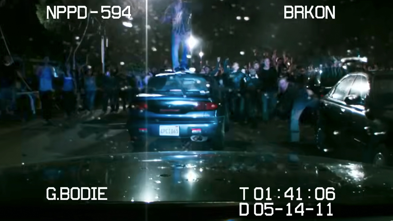 Footage that seems to be of a police dash cam in Project X