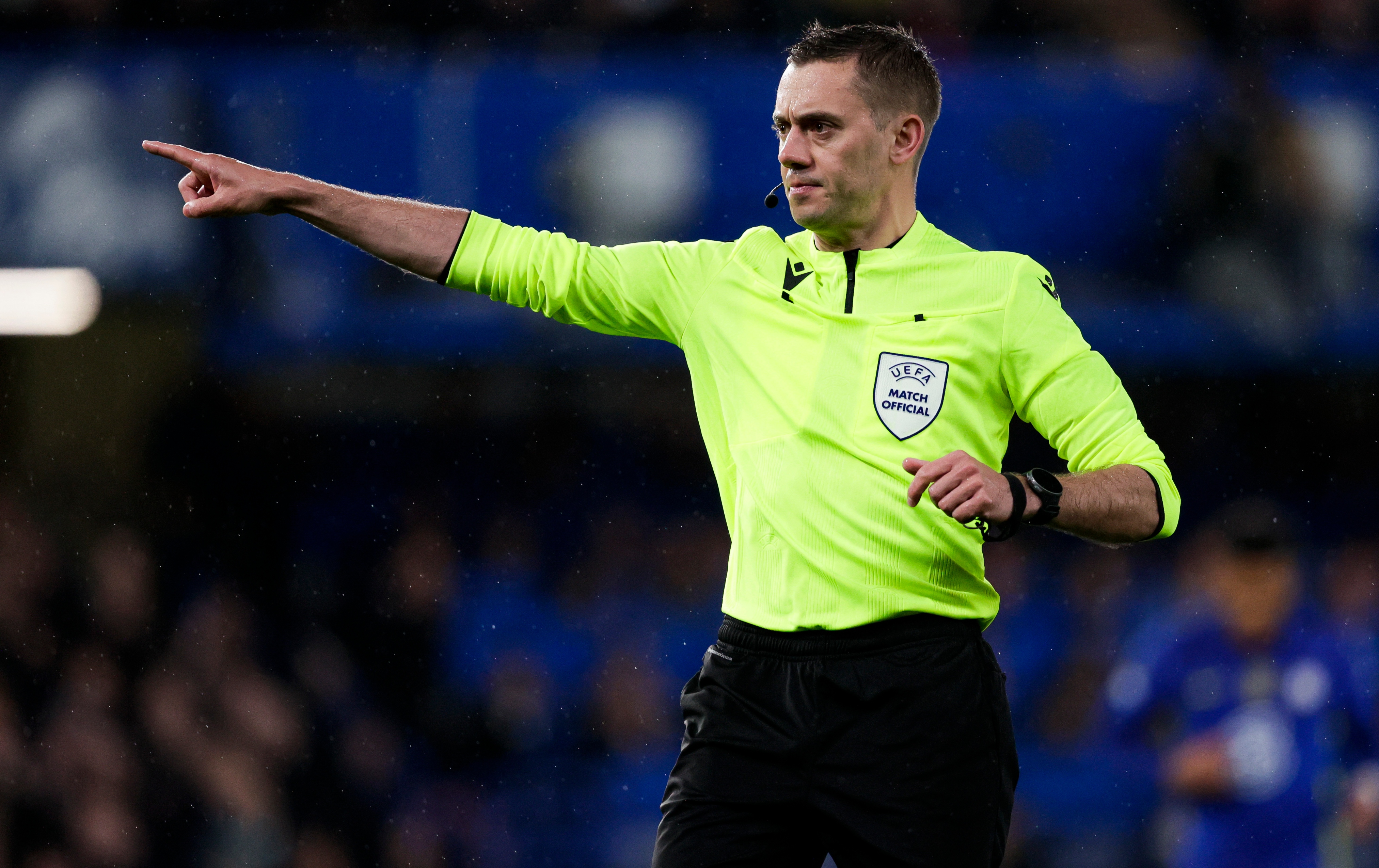 French referee Clement Turpin pointing