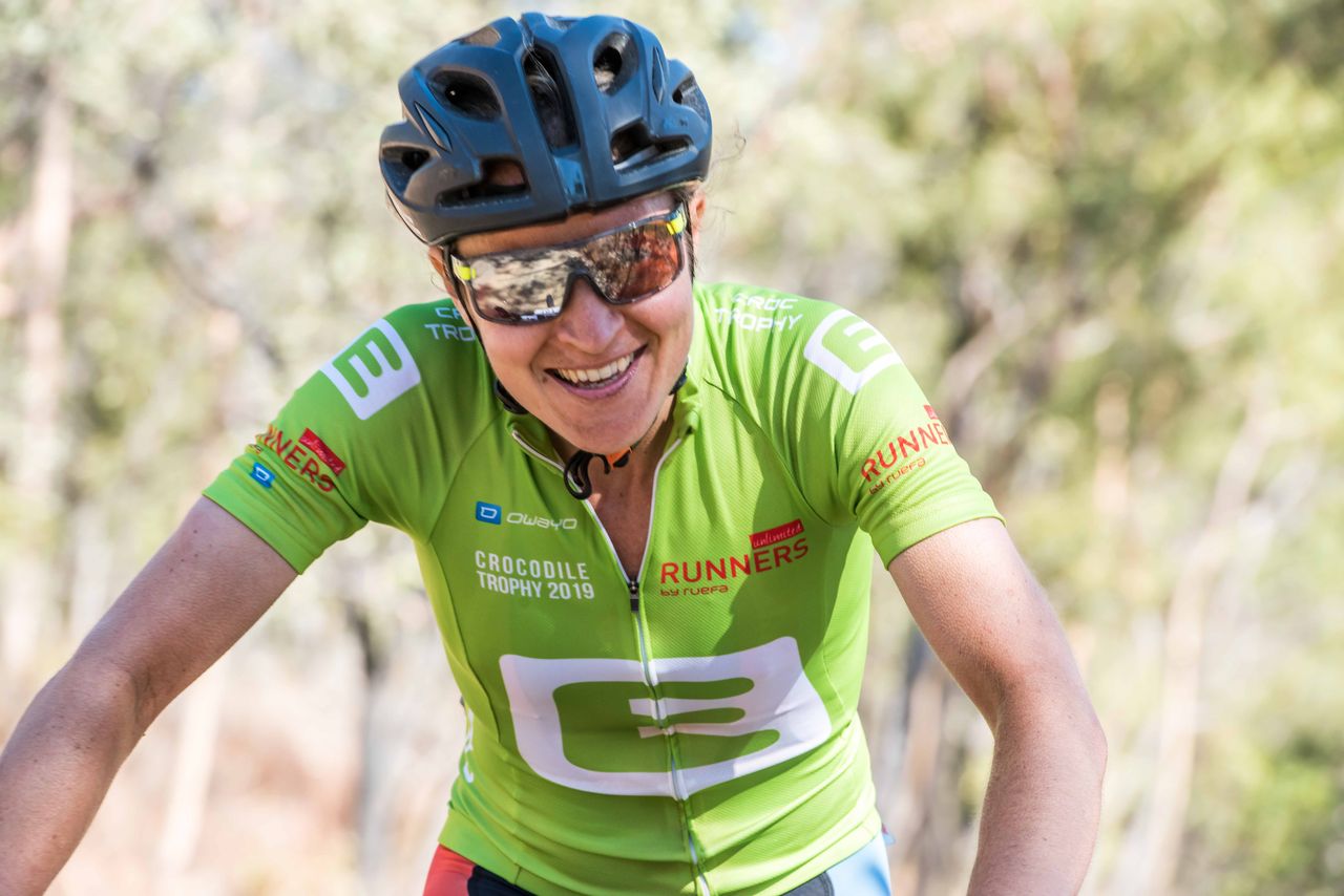 Elite women's leader Angelika Tazreiter on stage 2 of the 2019 Crocodile Trophy