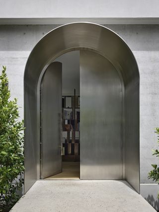 stainless steel curved double front door