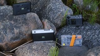 An assortment of screen-free digital cameras
