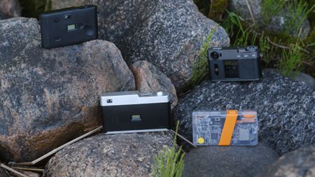 An assortment of screen-free digital cameras