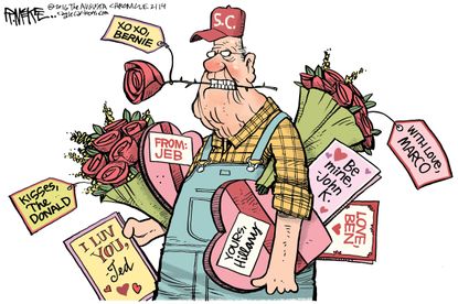 Political cartoon U.S. South Carolina 2016 primaries Valentines