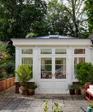 traditional orangery exterior with a roof lantern