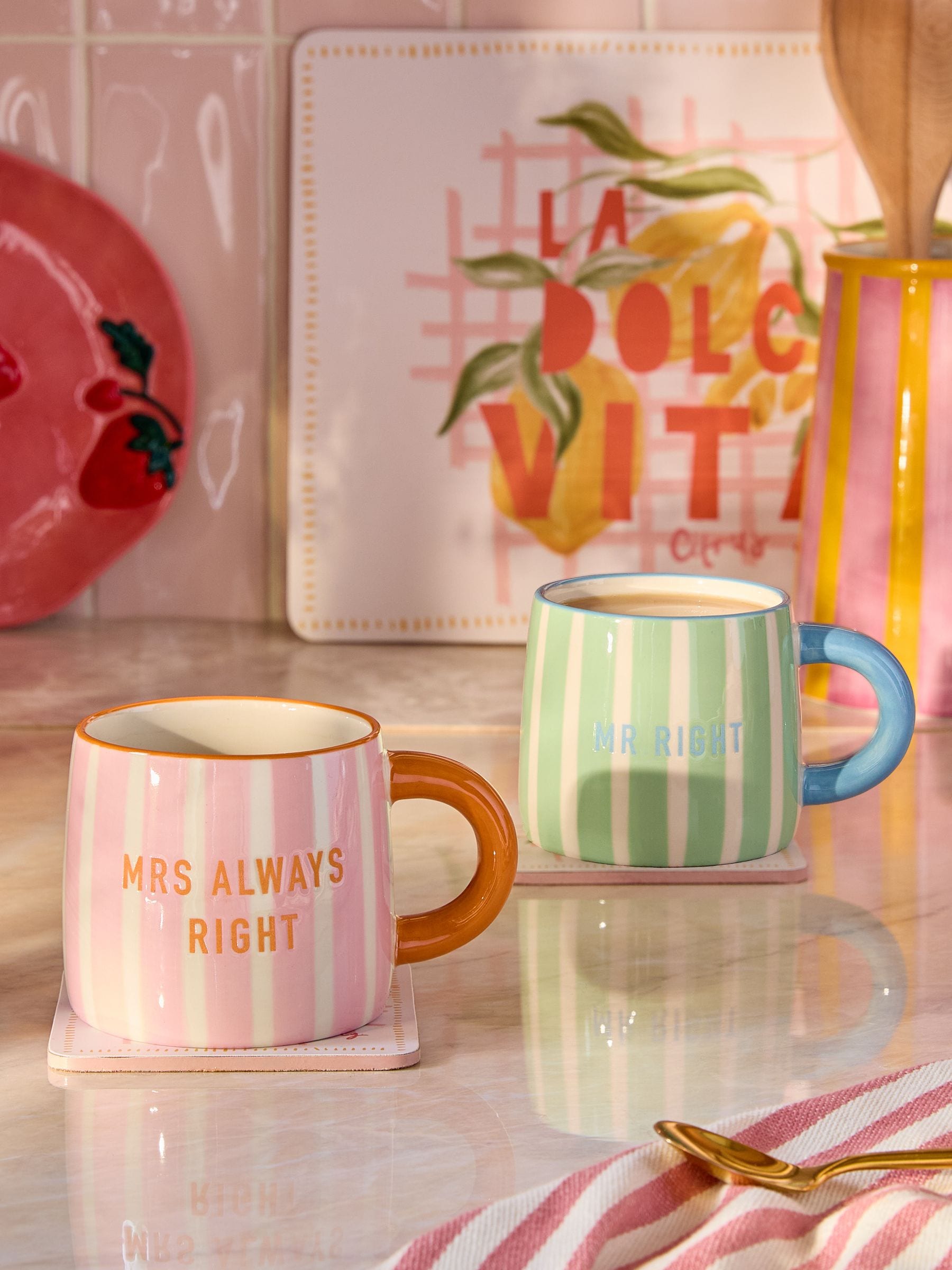 Set of 2 Brights Mr and Mrs Mug Gift Set - Size One