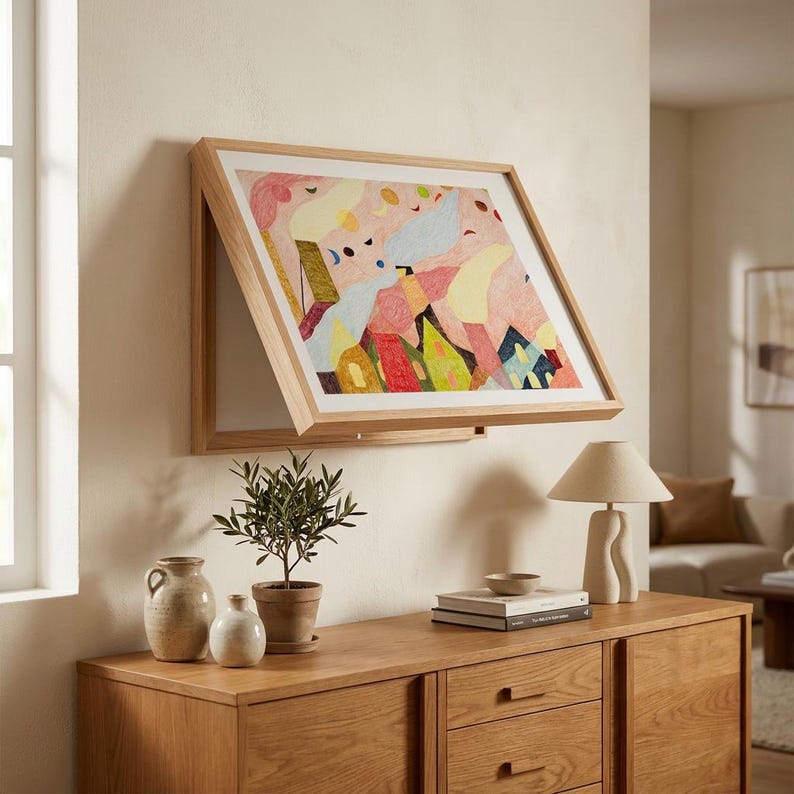 Front Opening Frame Hidden Wall Art Abstract House Colorful Drawing Meter Box Cover Decorative Painting Whimsical Room Decor