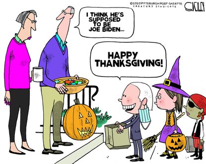Political Cartoon U.S. Biden Halloween Thanksgiving