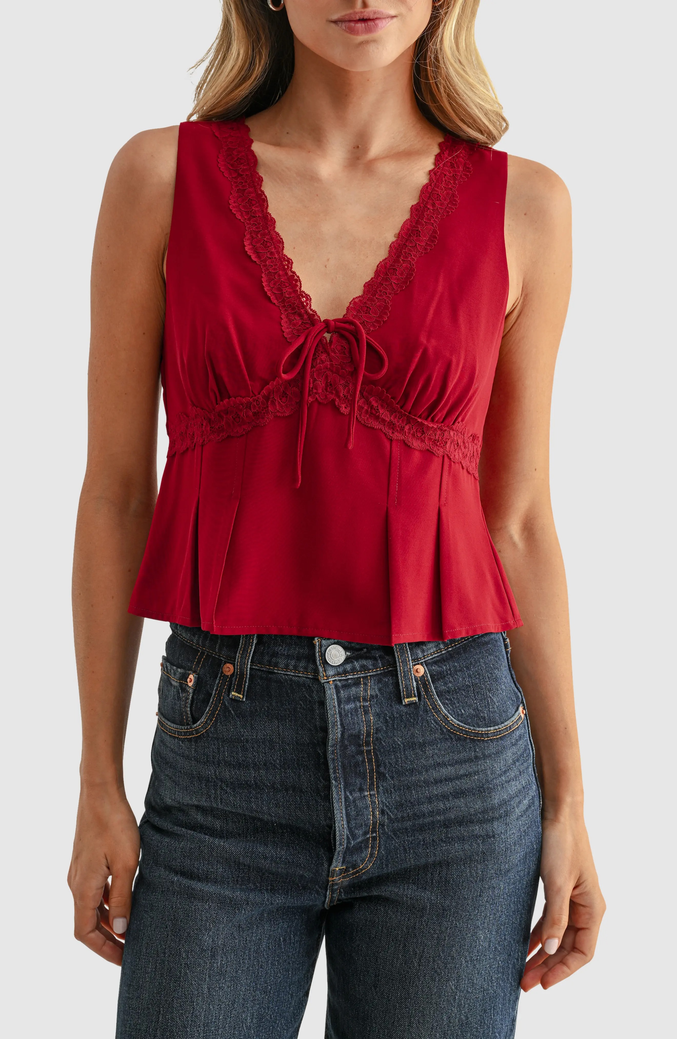 Pleated V-Neck Blouse