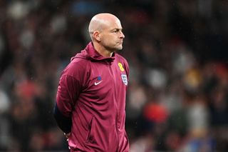 LONDON, ENGLAND - SEPTEMBER 10: Lee Carsley, Interim Manager of England, looks on during the UEFA Nations League 2024/25 League B Group B2 match between England and Finland at Wembley Stadium on September 10, 2024 in London, England. (Photo by Michael Regan - The FA/The FA via Getty Images) England Nations League squad 