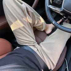 Ilana Torbiner wearing the new Still Here Sport Jeans in the color pear. 