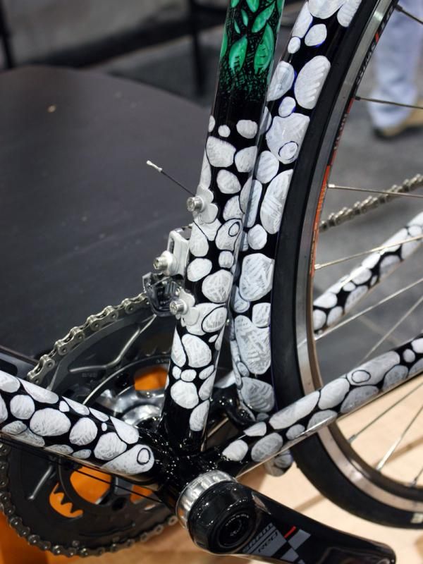 Paintwork as intricate as on this Shamrock Cycles frame is unlikely to be found on a typical showroom floor.