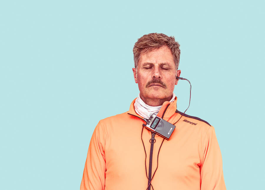 Simon Fellows wearing his tVNS device