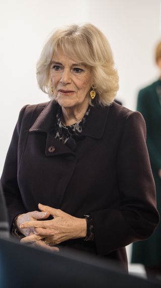 Camilla, Queen Consort, during a visit to the Royal Osteoporosis Society