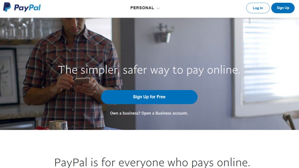 PayPal website screenshot (March 2026).