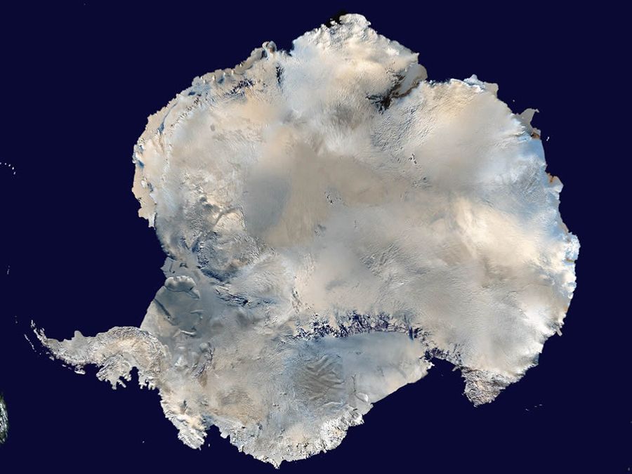 A satellite picture of Antarctica.