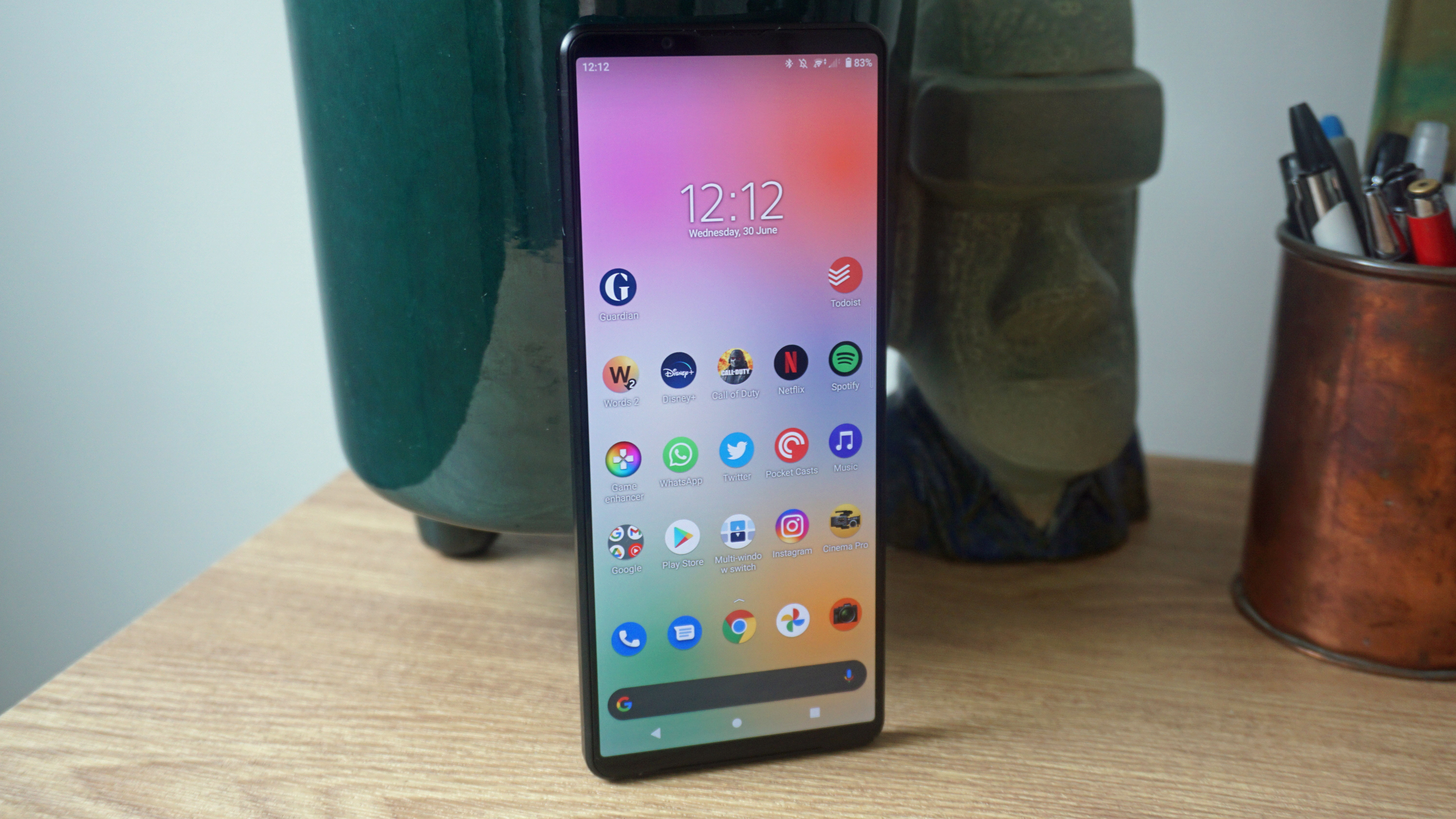 A Sony Xperia 1 III on a table, with the screen on