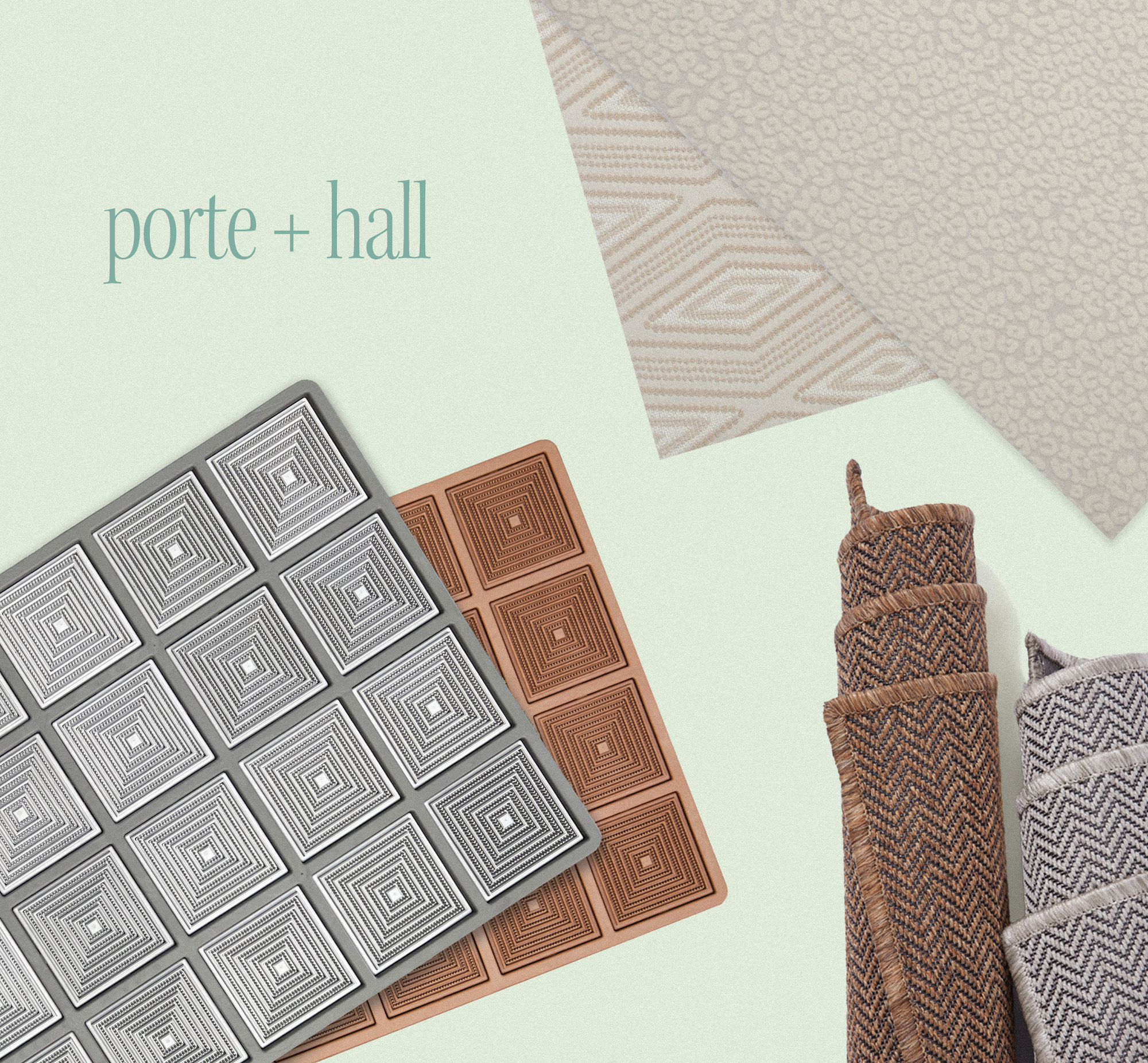 Collage of Porte + Hall runners and rugs