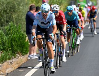 Oier Lazkano (Movistar) on the attack at the Vuelta a España