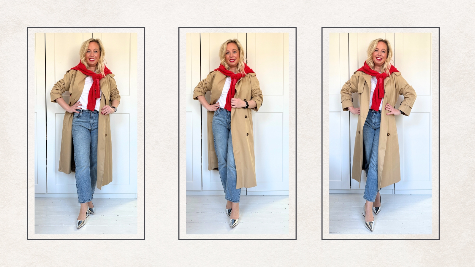 Antonia Kraskowski wearing a trench coat