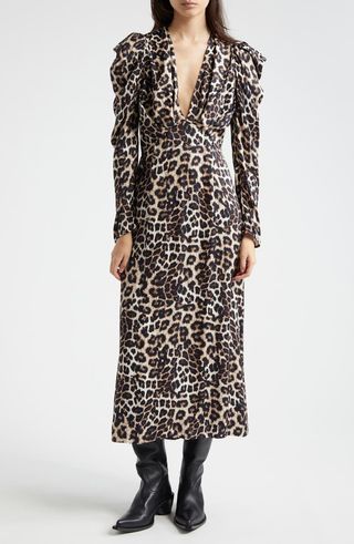 Animal Print Long Sleeve Dress