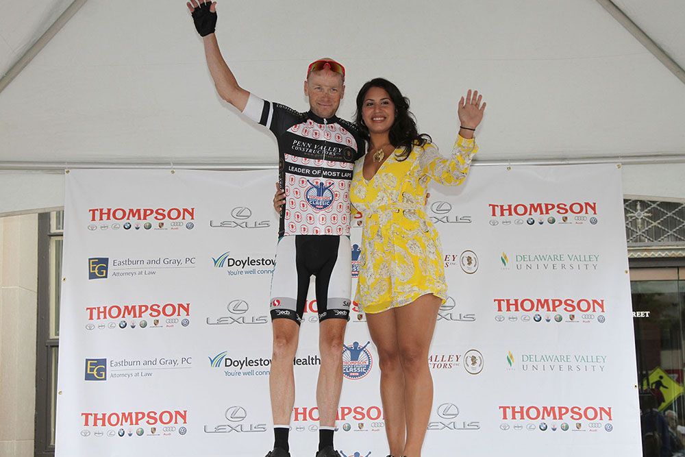 Chris Horner (AirGas/ SafeWay) accepts the Most Laps Lead jersey.