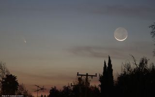 Blazing Comet Pan-STARRS and the Moon Space Wallpaper