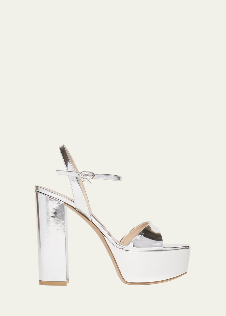 Metallic Ankle-Strap Platform Sandals