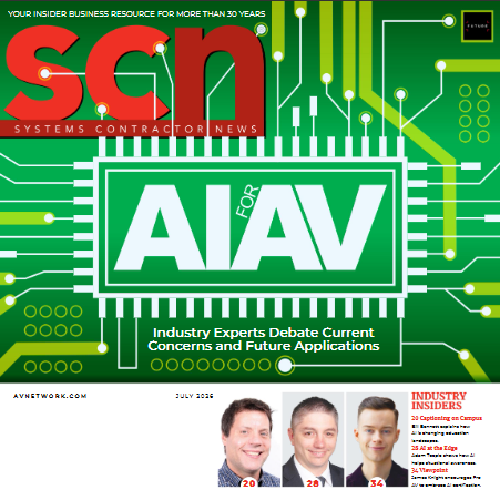 The AI in AV cover for the July Issue of SCN.