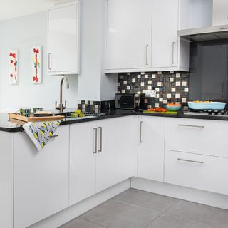 kitchen cabinet with kitchen platform and storage unit