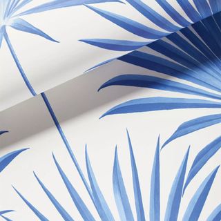 Island Palm Wallpaper in French Blue