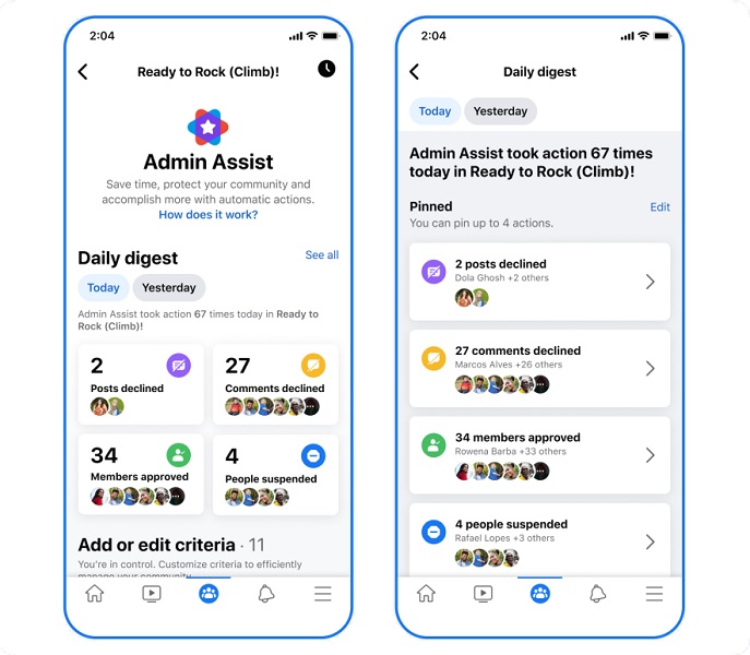 Facebook Group's Admin Assist for a community's administrator.